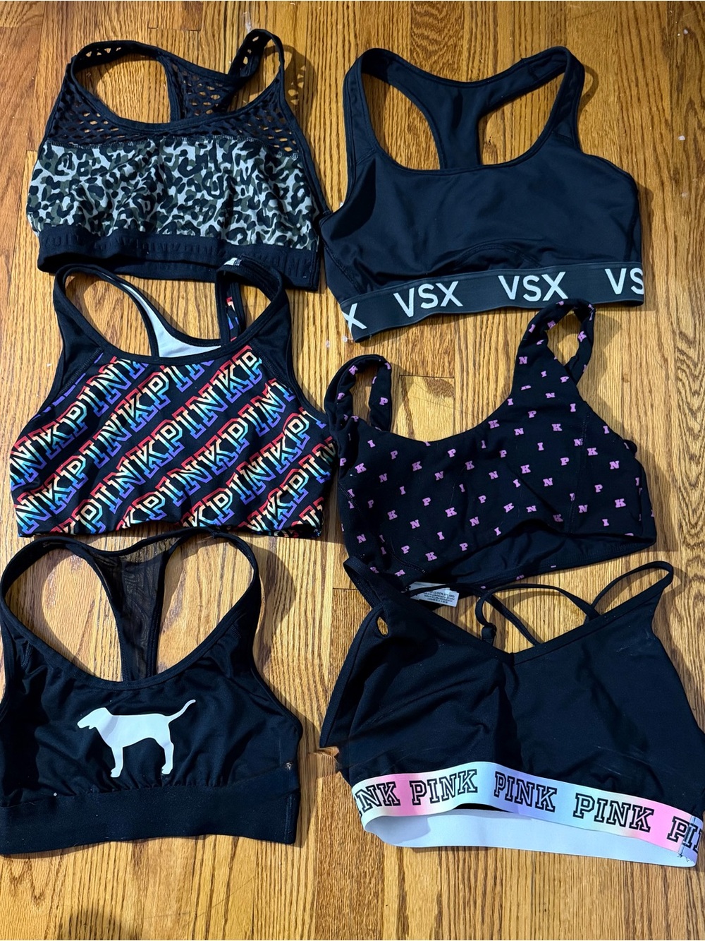 Victoria's Secret Black & Multicolor PINK Sports Bra Set - 6 Pack
